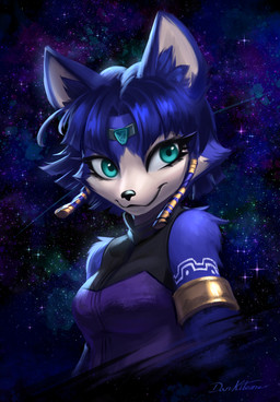 accessory anthro armlet beads blue_body blue_fur blue_hair breasts chest_tuft circlet clothing eyelashes female fur hair hair_accessory hair_beads inner_ear_fluff solo teal_eyes tuft white_body white_fur dankitsune nintendo star_fox krystal_(star_fox) canid canine fox mammal 2026