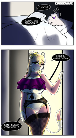 anthro bed big_breasts bodily_fluids breasts clothing curvy_figure dialogue duo eyeshadow female furniture garter_straps genital_fluids genitals imminent_incest imminent_sex legwear lingerie makeup male pajamas pokemorph seductive stockings text thick_thighs thigh_highs tired vaginal_fluids vulva waking_up wide_hips anglo nintendo pokemon anglo_(anglo) marie_(misuzugon) generation_5_pokemon mienfoo mienshao pokemon_(species) absurd_res comic english_text hi_res daughter_(lore) father_(lore) parent_(lore)