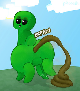 anus backsack balls bedroom_eyes big_butt black_eyes blue_sky bodily_fluids butt cloud erection eyelashes eyeshadow fart feces feces_pile feral foreskin genital_fluids genitals glans green_body hiked_leg humanoid_genitalia humanoid_penis looking_at_viewer looking_back makeup male male_pooping narrowed_eyes outside penis pooping pooping_on_floor pooping_on_grass precum precum_string presenting presenting_hindquarters quadruped raised_leg rear_view scatplay seductive sky smelly solo sound_effects sun tail vowelless vowelless_sound_effect pincoosh microsoft minecraft mojang xbox_game_studios creeper_(minecraft) digital_media_(artwork) hi_res signature