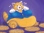 anthro belly big_belly big_breasts breasts feet female flower food formal_wear glistening glistening_eyes growth happy hungry immobile lips morbidly_obese morbidly_obese_anthro morbidly_obese_female obese obese_anthro obese_female overweight overweight_anthro overweight_female paws pizza plant sitting smoke solo spread_legs spreading thick_lips yellow_body maxyg aggretsuko sanrio retsuko ailurid bear giant_panda mammal red_panda absurd_res hi_res