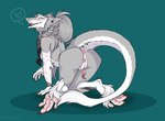 anthro anus butt claws clitoral_hood feet female fur genitals grey_body grey_fur hair looking_at_viewer looking_back nude pawpads paws prehensile_clitoral_hood presenting presenting_hindquarters pussy raised_tail solo tail tongue white_body white_fur vivien13 mammal sergal 2022