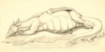 4_toes belly big_belly claws closed_smile eyes_closed feet female female_feral feral horn long_tail lying membrane_(anatomy) membranous_wings mouth_closed on_front simple_background sleeping smile solo tail toe_claws toes wing_claws wings yellow_background yellow_horn axelon european_mythology mythology tumidus dragon mythological_creature mythological_scalie scalie western_dragon winged_dragon 2021 graphite_(artwork) shaded traditional_media_(artwork)