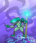 abstract_background ambiguous_gender ancient armor bright_eyes bright_light creation cybernetics electricity energy energy_weapon fantasy fantasy_weapon futuristic futuristic_armor gesture glistening glowing glowing_eyes green_armor green_body hand_gesture high_tech machine neon_lights pointing powerful purple_background robotic roboticized science_fiction simple_background solo staff standing stick stylized technology translucent translucent_body warrior peludo emptylog_(character) android animal_humanoid chameleon chameleon_humanoid cyborg humanoid lizard lizard_humanoid reptile reptile_humanoid robot scalie scalie_humanoid color_contrast colored digital_drawing_(artwork) digital_media_(artwork) digital_painting_(artwork) hi_res line_art painting_(artwork)