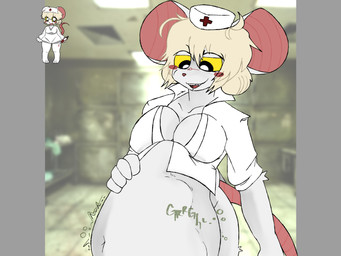 anthro belly big_belly digestion digestion_noises duo female oral_vore rumbling_stomach solo unwilling_prey vore buneatcarrot terrible_mouse lorna_(terrible_mouse) mammal mouse murid murine rodent 4:3 absurd_res hi_res