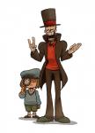 bone brown_hair clothed clothing duo footwear hair hat headgear headwear jacket male not_furry open_clothing open_jacket open_topwear shoes simple_background skeleton standing sweater top_hat topwear white_background parallelpie level-5 professor_layton_(series) undertale undertale_(series) frisk_(undertale) luke_triton papyrus_(undertale) professor_layton animated_skeleton human humanoid mammal undead crossover hi_res