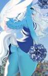 anthro big_breasts blue_body blue_feathers breasts butt cheerleader clothing feathers female panties panty_shot pom_poms solo underwear wings evehly hasbro my_little_pony mythology icy_heart equid equine horse mammal mythological_creature mythological_equine pegasus pony hi_res