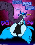 2018 absurd_res anthro belly belly_expansion big_belly blueberry_jam_(viroveteruscy) breasts clothing comic dress english_text expansion female hand_on_belly hi_res huge_thighs non-mammal_breasts red_eyes reptile scalie solo soul stuffing swallowing text thick_thighs url viroveteruscy warning_cream_filled