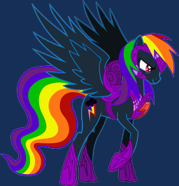 armor black_body black_fur blue_body blue_feathers blue_fur corruption cutie_mark feathered_wings feathers female feral fur hair multicolored_hair multicolored_tail purple_eyes rainbow_hair rainbow_tail simple_background smile solo tail transparent_background wings dragnmastralex friendship_is_magic hasbro my_little_pony mythology rainbow_dash_(mlp) equid equine mammal mythological_creature mythological_equine pegasus 2013 absurd_res alpha_channel hi_res