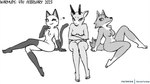 anthro breasts crossed_arms female gloves_(marking) group horn leg_markings looking_at_viewer markings nipples noseless nude nude_female one_eye_closed sitting socks_(marking) trio wink noise-tanker animal_crossing nintendo olivia_(animal_crossing) shino_(animal_crossing) whitney_(animal_crossing) canid canine canis deer domestic_cat felid feline felis mammal wolf 2023 greyscale monochrome