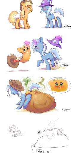 clothing diaper diaper_transformation duo excessive_feces feces female hyper hyper_feces hyper_soiling scatplay soiled_diaper soiling transformation unclean_diaper used_diaper verydefinitelyawolf friendship_is_magic hasbro my_little_pony applejack_(mlp) trixie_(mlp) animate_inanimate diaper_creature equid equine horse mammal pony absurd_res digital_drawing_(artwork) digital_media_(artwork) hi_res