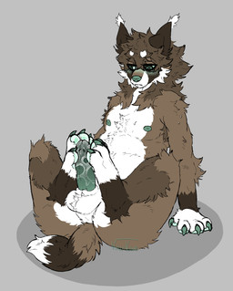 anthro armpit_tuft autofootjob balls bean_eyebrows blush colored_nails ear_tuft feet fluffy_balls foot_fetish foot_play fur genitals green_blush green_eyes green_nails green_nipples green_nose green_pawpads green_penis hair lazy_eye long_hair male mane masturbation multicolored_body multicolored_fur nails nipples pawpads paws penis solo tail tuft kiwikwe kiwi_(kiwikwe) canid canine canis caracal caracal_(genus) felid feline hybrid mammal wolf hi_res