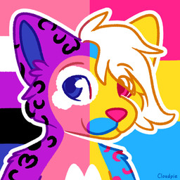 ambiguous_gender anthro black_body black_fur black_markings blue_body blue_eyes blue_fur blue_inner_ear eye_through_hair eyebrow_through_hair eyebrows fur genderfluid_pride_colors hair lgbt_pride looking_at_viewer markings nude outline pansexual_pride_colors pink_body pink_eyes pink_fur pink_nose pride_color_background pride_colors purple_body purple_fur simple_background smile snout solo split_screen translucent translucent_hair white_hair white_outline yellow_body yellow_fur cloudspaniel conditional_dnp lgbt_pride_month domestic_cat felid feline felis mammal 1:1 2020 bust_portrait clip_studio_paint_(artwork) digital_drawing_(artwork) digital_media_(artwork) flat_colors icon portrait restricted_palette