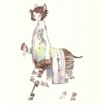 ambiguous_gender clothed clothing hooves horn open_clothing open_shirt open_topwear ossicone quadruped shirt solo tail topwear honnomusi323 giraffid giraffid_taur mammal mammal_taur okapi okapi_taur taur graphite_(artwork) mixed_media painting_(artwork) pencil_(artwork) traditional_media_(artwork) watercolor_(artwork)