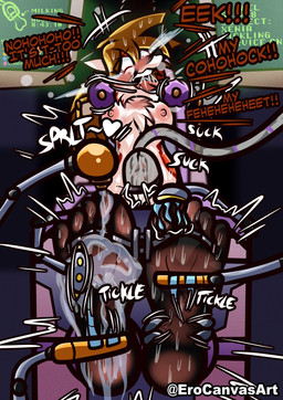 5_toes anthro areola arms_tied barefoot bdsm begging black_ears black_feet black_hands black_nose black_soles blonde_hair blue_eyes blush bodily_fluids bondage bound breasts computer computer_monitor countershading crying_laughing cum dialogue dungeon ejaculation electronics erection eyewear facial_tuft feet foot_fetish foot_focus fully_bound fur genital_fluids genitals glasses green_text gynomorph hair helpless humanoid_feet humanoid_genitalia humanoid_penis intersex laugh lock long_hair monitor nerd nipples nude oil oily_feet onomatopoeia orange_body orange_fur penile penis penis_milking penis_milking_machine pink_nipples plantigrade ponytail restrained restraints round_glasses saliva saliva_on_tongue saliva_string science_fiction screaming soles solo sound_effects squirming sweat sweaty_feet tears text tickle_torture tickling tickling_armpits tickling_feet tickling_genitalia tickling_machine tickling_penis toe_restraints toes toes_tied tongue tongue_out tuft white_body white_fur cabimangaka erocanvasart linux xenia_(linux) canid canine canis fox mammal absurd_res hi_res shaded signature