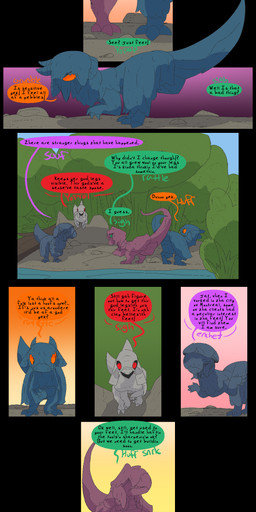 dialogue fantasy female feral male outside pond ruins text water thepatchedragon dragonscape mythology forl_(thepatchedragon) hiker_(thepatchedragon) jat_(thepatchedragon) rara_(thepatchedragon) dinosaur dragon drekir mythological_creature mythological_scalie prehistoric_species reptile saurischian scalie theropod absurd_res comic english_text hi_res