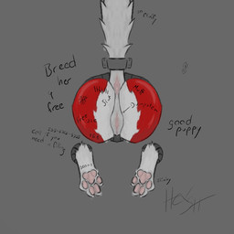 anthro bdsm bodily_fluids body_writing bondage bound cum cum_covered feet female female_anthro free_use genital_fluids genitals messy paws phone_number solo stuck submissive submissive_anthro submissive_female tail tail_bondage tail_tied through_wall vulva hex-selfharm canid canine mammal 1:1 hi_res