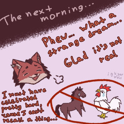 after_transformation amnesia anthro bodily_fluids chibi countershade_face countershade_fur countershading dialogue ear_piercing epilogue eyes_closed female fur inner_ear_fluff markings memory memory_loss narration open_mouth piercing red_body red_fur relieved sigh smile solo tears text time_skip tuft anonymous_artist shess'kah avian bird canid canine canis chicken equid equine ethiopian_wolf galliform horse mammal phasianid 1:1 comic english_text hi_res