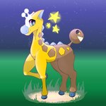 feral hooves living_tail male solo tail unusual_anatomy unusual_tail starchybeans nintendo pokemon generation_2_pokemon girafarig pokemon_(species) shiny_pokemon 1:1 absurd_res hi_res