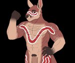 aboriginal anthro bodypaint brown_body genitals male nude penis penis_base scarification solo sprite sprite_art saintbullart lands_of_fire perrurle kangaroo macropod mammal marsupial alpha_channel