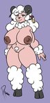 anthro areola bell big_areola big_breasts blue_eyes breasts ear_piercing ear_ring female fur genitals hair hooves horn huge_breasts long_hair mature_anthro mature_female nipples nude piercing pink_body pink_skin pubes pussy ring_piercing solo thick_thighs white_body white_fur white_wool wool_(fur) punished_kain alice_evergreen bovid caprine mammal sheep 2020 absurd_res hi_res