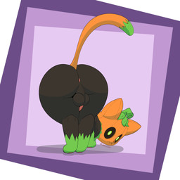 4_legs anus ass_up backsack balls big_butt black_body black_fur butt feral food for_a_head fruit fur genitals green_body green_eyes green_fur green_paws leaf looking_at_viewer looking_back male orange_head orange_tail penis pink_anus plant presenting presenting_anus presenting_hindquarters pumpkin pumpkin_head simple_background small_penis solo tail joshuas pumkat domestic_cat felid feline felis mammal object_head 1:1 2025 digital_drawing_(artwork) digital_media_(artwork) hi_res