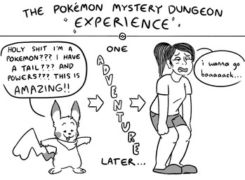 before_and_after clothed clothed_female clothed_human clothing depression directional_arrow female feral feral_to_human fully_clothed fully_clothed_female fully_clothed_human hair happy kerchief kerchief_only nude open_mouth pokeball profanity reverse_transformation simple_background slouching solo species_transformation speech_bubble text transformation verbal_reaction_to_tf white_background hatboxapril nintendo pokemon pokemon_mystery_dungeon spike_chunsoft generation_1_pokemon human mammal pikachu pokemon_(species) rodent black_and_white digital_drawing_(artwork) digital_media_(artwork) english_text hi_res monochrome
