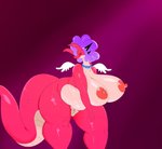 anthro areola big_breasts breasts female genitals hair huge_breasts jewelry necklace nipples nude purple_hair pussy red_body solo tail thick_thighs pokebii mythology dragon mythological_creature mythological_scalie scalie hi_res