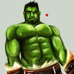 abs areola armor barazoku biceps black_hair body_hair chest_hair clothed clothing eyebrows front_view green_areola green_nipples grey_background hair happy_trail heart_symbol looking_at_viewer male muscular muscular_humanoid muscular_male navel nipples not_furry pecs simple_background solo topless topless_humanoid topless_male tusks yellow_eyes lowemond humanoid orc 1:1 half-length_portrait hi_res portrait