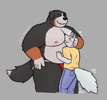 anthro belly big_belly blush clothing duo face_on_belly hand_on_belly hand_on_head heart_symbol hug jockstrap lying male male/male moobs musclegut muscular on_front overweight overweight_anthro overweight_male pressed_against pressing_against size_difference slightly_chubby slightly_chubby_anthro slightly_chubby_male smaller_male smothering thick_thighs underwear wrestler crispcactus bernese_mountain_dog canid canine canis domestic_dog mammal molosser mountain_dog swiss_mountain_dog hi_res