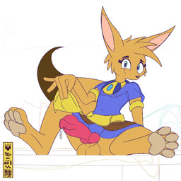 accessory anthro balls bodily_fluids clothing digitigrade egyptian egyptian_clothing eyelashes gem genital_fluids genitals inviting knot knotted_penis leaking_precum male navel nipples pawpads penis precum solo translucent translucent_clothing usekh conditional_dnp phlareox doki_adventures tariq_(doki_adventures) canid canine fennec_fox fox mammal true_fox 1:1 absurd_res hi_res unfinished