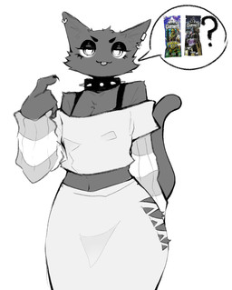 anthro bottomwear cat_tail claws clothing collar dark_body dark_fur drugs ear_piercing ear_ring female flat_chested fur gesture hand_gesture midriff piercing pointing pointing_at_self ring_piercing skirt smug solo spiked_collar spikes tail tongue tongue_out akko_(artist) meowskullslol epic_games fortnite meow_skulls felid feline humanoid mammal absurd_res hi_res meme