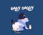 abdl anthro bodily_fluids clothed clothing diaper genital_fluids male male/male milk unclean_diaper urine used_diaper wearing_diaper wet_diaper wetting wetting_diaper rexxxdl bluey_(series) stripe_heeler canid canine mammal