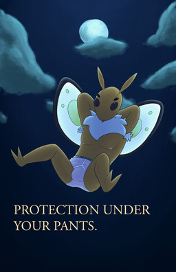 allcaps anthro black_sclera black_text briefs bulge clothing full_moon grey_waistband hands_behind_back male moon night outside pink_briefs pink_clothing pink_underwear solo text underwear underwear_ad underwear_modeling white_clouds y-fronts yellow_text ursanity arthropod insect english_text hi_res