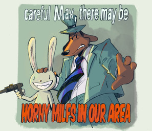 anthro border bottomwear clothed clothed/nude clothing collared_shirt dot_eyes dress_shirt duo frown fur green_background grey_border gun hand_on_head handgun hat headgear headwear holding_gun holding_object holding_ranged_weapon holding_weapon humor jacket male necktie nude open_clothing open_jacket open_topwear pants ranged_weapon shadow shirt simple_background simple_eyes smile standing suit teeth text topwear tuft weapon rorvk sam_and_max max_(sam_and_max) samuel_dog canid canine canis domestic_dog lagomorph mammal 2023 english_text hi_res meme reaction_image
