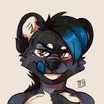 anthro blue_hair blue_tongue ears_up eyebrows fur grey_body grey_fur hair male simple_background solo tongue white_body white_fur yellow_eyes bonybones slate_the_hyena hyena mammal spotted_hyena 1:1 digital_media_(artwork) headshot_portrait icon portrait signature