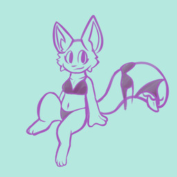 anthro bikini biped bottomwear bra breasts clothing female fur looking_at_viewer navel panties simple_background sitting smile solo swimwear tail tail_mouth tongue tongue_out topwear two-piece_swimsuit underwear unusual_anatomy unusual_tail cupoflavender felid feline mammal 1:1 digital_media_(artwork) sketch