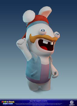 anthro backwards_baseball_cap backwards_hat baseball_cap blue_background blue_clothing blue_eyes blue_topwear blue_vest bottomless bottomless_anthro bottomless_male buckteeth clothed clothed_anthro clothed_male clothing copyright_symbol facial_hair featureless_crotch featureless_legs fist fur gradient_background half-closed_eyes hand_pawpads happy hat headgear headwear light logo long_ears male male_anthro mitten_hands multicolored_body mustache narrowed_eyes no_eyebrows noseless open_clothing open_mouth open_smile open_topwear open_vest orange_facial_hair orange_mustache pawpads pockets purple_clothing purple_shirt purple_tank_top purple_topwear raised_fist raised_hand red_baseball_cap red_clothing red_hat red_headwear red_tongue shirt short_legs simple_background smile solo standing straight_arm symbol tan_body tan_eyelids tan_inner_ear tan_pawpads tan_skin tank_top teeth text title tongue tools topwear two_tone_body vest white_body white_fur year paolo_miki_cagnetta mario_plus_rabbids_sparks_of_hope nintendo raving_rabbids rayman_(series) ubisoft lagomorph mammal rabbid 2023 3d_(artwork) adobe_photoshop_(artwork) artist_name autodesk_maya_(artwork) blender_(artwork) crossover digital_media_(artwork) english_description english_text full-length_portrait hi_res lighting official_art portrait shaded substance_painter_(artwork) zbrush_(artwork)
