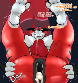 after_sex angry animal_genitalia anthro anus bared_teeth bodily_fluids claws cum cum_from_nose cum_in_nose cum_inside dialogue duo feet fully_sheathed genital_fluids genitals leaking_cum legs_up male male/male motion_lines secretly_loves_it shaking sheath solo spread_anus spreading stripes teeth text trembling donisette ben_10 cartoon_network alien appoplexian felid feline mammal pantherine tetramand tiger absurd_res english_text hi_res