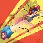 abstract_background armor boom cannon confetti confetti_streamer cosplay eyewear female feral goggles headgear helmet party_cannon ranged_weapon solo weapon starlight_spark f-zero friendship_is_magic hasbro my_little_pony nintendo captain_falcon pinkie_pie_(mlp) earth_pony equid equine horse mammal pony 1:1