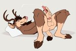 anatomically_correct anatomically_correct_genitalia anatomically_correct_penis animal_genitalia animal_penis anthro antlers anus balls bent_legs biped blep bodily_fluids brown_antlers brown_body brown_fur brown_hair brown_hooves brown_nose butt cervine_genitalia cervine_penis chest_tuft cloven_hooves cum cumshot dipstick_ears dipstick_limbs dipstick_tail ear_markings ejaculation erection eyebrows eyes_closed fingers fur genital_fluids genitals hair head_on_pillow hooved_fingers hooves horn inner_ear_fluff knee_tuft leg_tuft looking_pleasured lying male markings masturbation monotone_hair mouth_closed multicolored_body multicolored_ears multicolored_fur nub_tail nude on_back orgasm orgasm_face penile penile_masturbation penis pillow pink_anus pink_penis pink_tongue planted_legs plantigrade sheath short_tail simple_background solo spread_legs spreading tail tail_markings tan_body tan_fur tan_inner_ear_fluff tan_sheath tapering_penis tongue tongue_out tuft twitter_handle two-handed_masturbation two_tone_tail harlem spruce_(purrtyflower) deer mammal mule_deer new_world_deer 2024 digital_drawing_(artwork) digital_media_(artwork) flat_colors nonbinary_(lore)