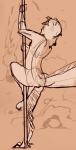 ambiguous_gender anthro beak dancing eyes_closed feathers nude open_mouth pole pole_dancing side_view simple_background solo tail tail_feathers tuke avian bird owl 2015 digital_drawing_(artwork) digital_media_(artwork) hi_res sketch