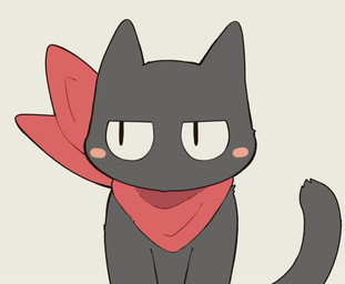 blush blush_stickers bodily_fluids feral fur grey_body grey_fur kerchief looking_at_viewer male neckerchief neckwear simple_background solo sweat sweatdrop tail toony white_background sihan nichijou sakamoto_(nichijou) domestic_cat felid feline felis mammal 2025 animated digital_media_(artwork) loop no_sound short_playtime video