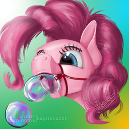 bridle bubble female gag soap_bubbles solo kapitanazot friendship_is_magic hasbro my_little_pony pinkie_pie_(mlp) equid equine horse mammal pony absurd_res hi_res
