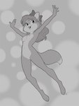 anthro areola biped breasts female genitals hair innie_pussy jumping navel nipples nude open_mouth pussy raised_arms simple_background solo ajin felid feline mammal 2020 3:4 digital_media_(artwork) hi_res monochrome