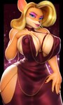 anthro areola big_breasts big_nipples blonde_hair breasts clothed clothing erect_nipples female hair hand_on_breast huge_breasts huge_hips lips lipstick looking_at_viewer makeup mascara nipple_outline nipples pink_areola side_boob skimpy skimpy_dress small_waist solo thick_thighs wide_hips sala3dart activision crash_bandicoot_(series) hollow_hip_backless_chain_dress tawna_bandicoot bandicoot mammal marsupial 3:5 3d_(artwork) absurd_res digital_media_(artwork) hi_res