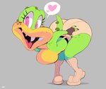 anthro boots bottomwear breasts butt clothed clothing featureless_breasts female footwear heart_symbol looking_at_viewer non-mammal_breasts shoes shorts solo topless vimhomeless sydney_swamp_(vimhomeless) crocodilian reptile scalie absurd_res hi_res