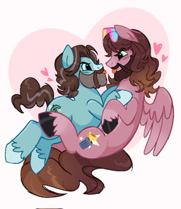 alternate_species alternate_universe beard black_hooves blep blue_body blue_eyes blue_hooves blush brown_mane brown_tail cutie_mark duo ears_up eye_contact eyebrows eyewear eyewear_on_head facial_hair feathered_wings feathers feral feralized floating glasses glasses_on_head green_eyes heart_symbol hooves looking_at_another love male male/male mane mustache narrowed_eyes pink_body ponification romantic romantic_couple side_view simple_background smile tail tongue tongue_out wings klauzoo a_minecraft_movie hasbro microsoft minecraft mojang my_little_pony mythology xbox_game_studios garrett_garrison steve_(a_minecraft_movie) earth_pony equid equine horse mammal mythological_creature mythological_equine pegasus pony hi_res