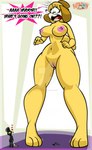 anthro body_size_growth breasts dialogue duo female genitals logo macro magician male navel nipples nude pigeon_toed pussy shocked simple_background size_transformation standing text transformation nafyo-toons animal_crossing nintendo isabelle_(animal_crossing) canid canine canis domestic_dog human mammal 2018 artist_logo digital_media_(artwork) english_text hi_res