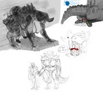 2_horns anthro anthrofied areola armor big_breasts black_areola bodily_fluids breasts butt butt_slap claws clothed clothing coat crush curvy_figure digitigrade duo facesitting fangs female gameplay_mechanics grey_body grey_scales hand_holding headgear helmet horn huge_breasts human_on_anthro humor interspecies larger_female licking licking_another male male/female mouth_closed nude open_mouth overweight pip-boy plantigrade romantic romantic_couple saliva scales shaded_sketch shadow sharp_teeth sitting_on_another size_difference slap speech_bubble spiked_tail spikes spikes_(anatomy) tail teeth text thick_thighs tongue tongue_out topwear voluptuous wall_(structure) doctordj fallout microsoft the_courier_(fallout) deathclaw human mammal scalie 2021 digital_drawing_(artwork) digital_media_(artwork) english_text hi_res shaded sketch_page soft_shading