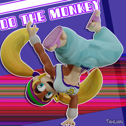 alternative_fashion amekaji anthro beanie big_breasts blonde_hair blue_eyes breakdancing breasts clothed clothed_anthro clothed_female clothing colored_nails curvy_figure dancing ear_piercing ear_ring feet female fingers footwear fully_clothed fully_clothed_anthro fully_clothed_female fur ganguro_(fashion) gyaru hair handstand happy hat headgear headwear hoop_ear_ring j-fashion midriff nails open_mouth open_smile piercing ring_piercing sandals shoes smile solo text thick_thighs toes topwear tube_top voluptuous voluptuous_anthro voluptuous_female wide_hips y2k_(fashion) y2k_(graphic_design) tahlian donkey_kong_(series) nintendo tiny_kong haplorhine kong mammal monkey primate 1:1 3d_(artwork) blender_(artwork) digital_media_(artwork) english_text hi_res